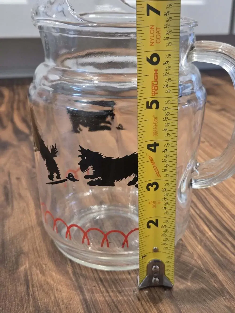 Vtg Hazel Atlas Black Scottie Dog Glass Pitcher 6